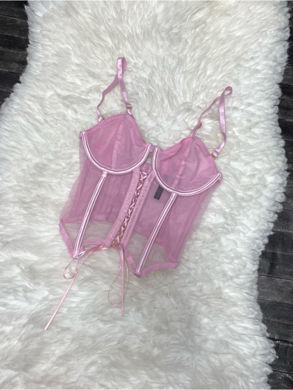 BODY RAGE PINK SHEER CORSET BRA BUSTIER CINCHER SHAPER LINGERIE COACHELLA EDC